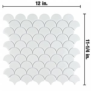 Expressions Scalloped White Glass Mosaic Tile - Per Sheet - .96 Sq. Ft. Per Sheet