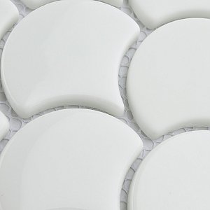 Expressions Scalloped White Glass Mosaic Tile - Per Sheet - .96 Sq. Ft. Per Sheet