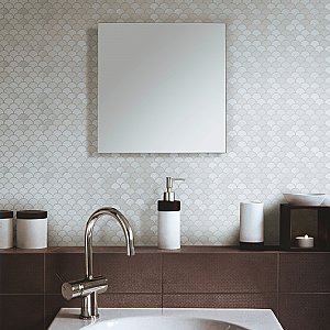 Expressions Scalloped White Glass Mosaic Tile - Per Sheet - .96 Sq. Ft. Per Sheet