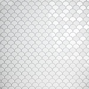 Expressions Scalloped White Glass Mosaic Tile - Per Sheet - .96 Sq. Ft. Per Sheet