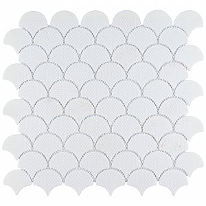Expressions Scalloped White Glass Mosaic Tile - Per Sheet - .96 Sq. Ft. Per Sheet