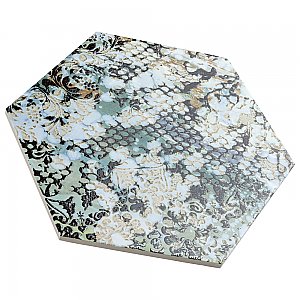Inedita Hex Blue 9-7/8" x 11-1/4" Porcelain Floor & Wall Tile -17 Tiles Per Case - 10.03 Sq. Ft.