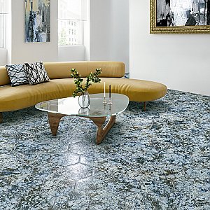 Inedita Hex Blue 9-7/8" x 11-1/4" Porcelain Floor & Wall Tile -17 Tiles Per Case - 10.03 Sq. Ft.