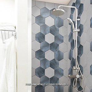 Industrial Hex Blue 8-1/2" x 9-7/8" Porcelain Floor & Wall Tile - 9 Tiles Per Case - 4.05 Sq. Ft.