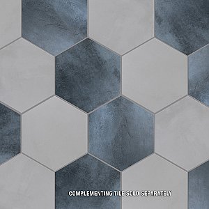 Industrial Hex Blue 8-1/2" x 9-7/8" Porcelain Floor & Wall Tile - 9 Tiles Per Case - 4.05 Sq. Ft.