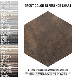 Industrial Hex Copper 8-1/2" x 9-7/8" Porcelain Floor & Wall Tile - 9 Tiles Per Case - 4.05 Sq. Ft.