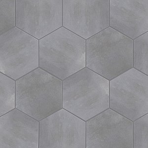 Industrial Hex Silver 8-1/2" x 9-7/8" Porcelain Floor & Wall Tile - 9 Tiles Per Case - 4.05 Sq. Ft.