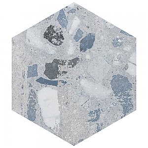 Recycle Hex River Blue 8-1/2" x 9-7/8" Porcelain Floor & Wall Tile - 9 Tiles Per Case - 4.05 Sq. Ft.