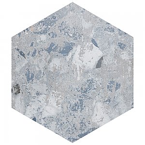 Recycle Hex River Blue 8-1/2" x 9-7/8" Porcelain Floor & Wall Tile - 9 Tiles Per Case - 4.05 Sq. Ft.
