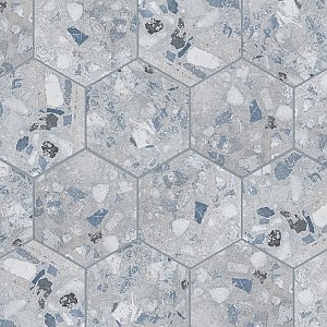 Recycle Hex River Blue 8-1/2" x 9-7/8" Porcelain Floor & Wall Tile - 9 Tiles Per Case - 4.05 Sq. Ft.
