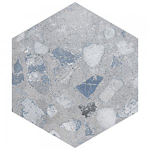 Recycle Hex River Blue 8-1/2" x 9-7/8" Porcelain Floor & Wall Tile - 9 Tiles Per Case - 4.05 Sq. Ft.