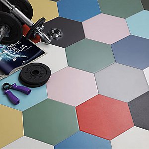 Textile Basic Hex Aqua 8-5/8" x 9-7/8" Porcelain Tile - Sold Per Case of 25 - 11.56 Square Feet