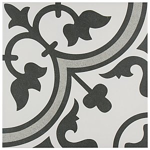 Arte Grey 9-3/4" x 9-3/4"Porcelain Tile - White/Gray- Per Case of 16 - 11.11 Square Feet