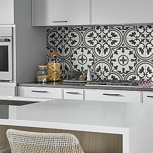 Arte Grey 9-3/4" x 9-3/4"Porcelain Tile - White/Gray- Per Case of 16 - 11.11 Square Feet