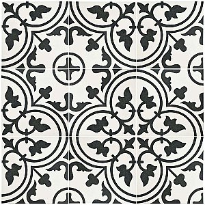 Arte White 9-3/4" x 9-3/4" Porcelain Tile - White/Black - Per Case of 16 - 11.11 Square Feet