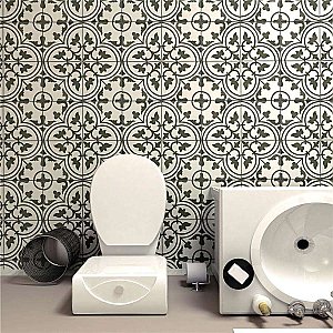 Arte White 9-3/4" x 9-3/4" Porcelain Tile - White/Black - Per Case of 16 - 11.11 Square Feet