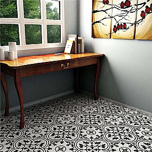 Arte White 9-3/4" x 9-3/4" Porcelain Tile - White/Black - Per Case of 16 - 11.11 Square Feet