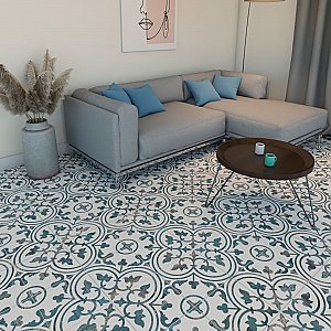 Cassis Arte Blue 9-3/4" x 9-3/4" Porcelain Tile - Per Case of 16 Tile - 10.88 Sq. Ft. Per Case
