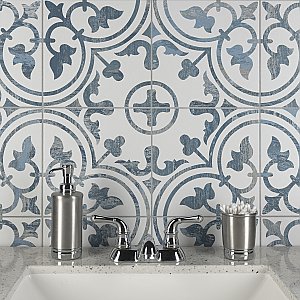 Cassis Arte Blue 9-3/4" x 9-3/4" Porcelain Tile - Per Case of 16 Tile - 10.88 Sq. Ft. Per Case