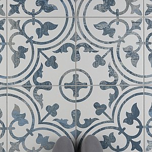 Cassis Arte Blue 9-3/4" x 9-3/4" Porcelain Tile - Per Case of 16 Tile - 10.88 Sq. Ft. Per Case