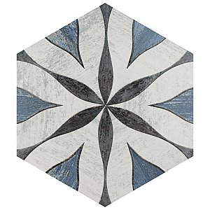 Cassis Hex Flower Black 8-5/8" x 9-7/8" Porcelain Floor & Wall Tile - 25 Tiles Per Case - 11.5 Sq. Ft.
