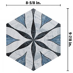 Cassis Hex Flower Black 8-5/8" x 9-7/8" Porcelain Floor & Wall Tile - 25 Tiles Per Case - 11.5 Sq. Ft.