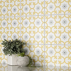 Daria Dandelion 9-3/4" x 9-3/4"  Porcelain Floor & Wall Tile - 16 Tiles Per Case - 10.88 Sq. Ft.