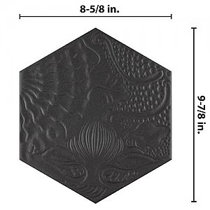 Gaudi Black Hex Ducados 8-5/8" x 9-7/8" Porcelain Tile - Per Case of 25 Tile - 11.41 Sq. Ft. Per Case