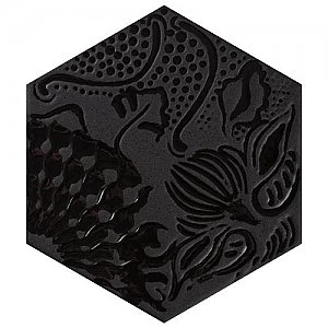 Gaudi Lux Black Hex Ducados 8-5/8" x 9-7/8" Porcelain Tile - Per Case of 25 Tile - 11.41 Sq. Ft. Per Case