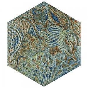 Gaudi React Hex Ocean 8-5/8" x 9-7/8" Porcelain Tile - Per Case of 25 Tile - 11.41 Sq. Ft. Per Case