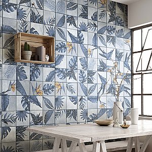 Nusa Botanic Sapphire 9-3/4" x 9-3/4" Porcelain Floor & Wall Tile - 16 Tiles Per Case - 10.88 Sq. Ft.