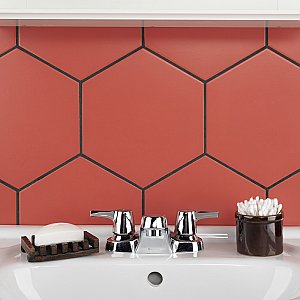 Textile Basic Hex Red 8-5/8" x 9-7/8" Porcelain Tile - Sold Per Case of 25 - 11.56 Square Feet