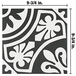 Majestic Tiena Black 9-3/4 "x 9-3/4" Porcelain Tile - Per Piece - .68 Sq. Ft.
