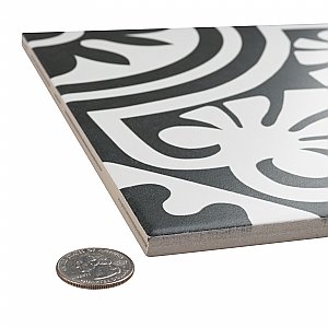 Majestic Tiena Black 9-3/4 "x 9-3/4" Porcelain Tile - Per Piece - .68 Sq. Ft.
