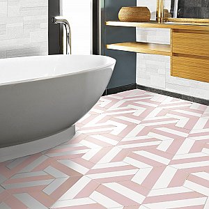 Porto Capri Hex Rose 8-5/8"x 9-7/8" Porcelain Tile - Per Case of 5 Sheets - 5.30 Sq. Ft.