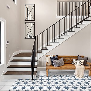 Stella Azul Blue and White 9-3/4" x 9-3/4" Ceramic Tile - Sold Per Case of 16 - 11.11 Square Feet Per Case