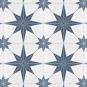Stella Azul Blue and White 9-3/4" x 9-3/4" Ceramic Tile - Sold Per Case of 16 - 11.11 Square Feet Per Case
