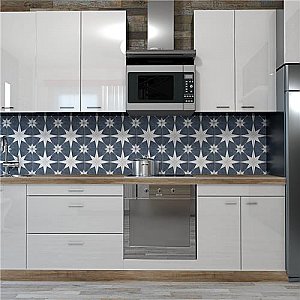 Stella Day Blue and White 9-3/4" x 9-3/4" Ceramic Tile - Sold Per Case of 16 - 11.11 Square Feet Per Case