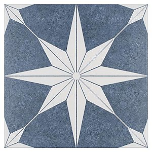 Stella Day Blue and White 9-3/4" x 9-3/4" Ceramic Tile - Sold Per Case of 16 - 11.11 Square Feet Per Case