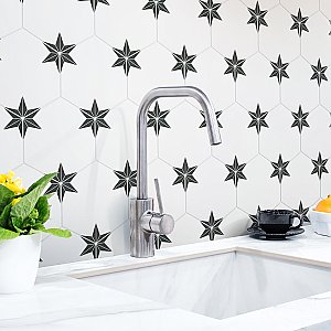 Stella Hex Nero 8-5/8"x 9-7/4" Ceramic Tile - Per Case of 25 Pieces - 11.50 Sq. Ft.