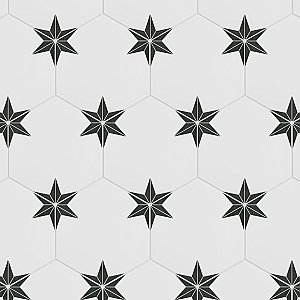 Stella Hex Nero 8-5/8"x 9-7/4" Ceramic Tile - Per Case of 25 Pieces - 11.50 Sq. Ft.