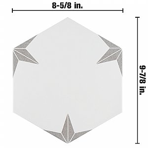 Stella Hex Silver 8-5/8"x 9-7/4" Ceramic Tile - Per Case of 25 Pieces - 11.50 Sq. Ft.