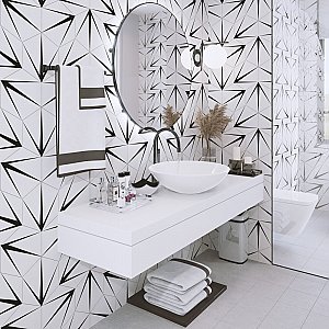 Trident Hex Blanco  8-5/8" x 9-7/8" Porcelain Floor & Wall Tile - 25 Tiles Per Case - 11.5 Sq. Ft.