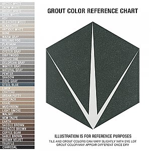 Trident Hex Nero  8-5/8" x 9-7/8" Porcelain Floor & Wall Tile - 25 Tiles Per Case - 11.5 Sq. Ft.