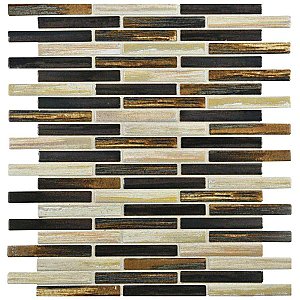 Rustica Brick Highlands 10-3/4" x 12-3/4" Porcelain Mosaic Tile -  Porcelain Mosaic Tile - Brown & Cream- Per Sheet - .95 Square Feet