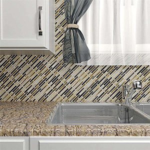 Rustica Brick Highlands 10-3/4" x 12-3/4" Porcelain Mosaic Tile -  Porcelain Mosaic Tile - Brown & Cream- Per Sheet - .95 Square Feet
