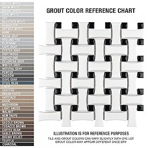 Metro Dog Bone Basket Weave Matte White/Gl Black Dot 10" x 10" Porcelain Mosaic Tile - Sold Per Case of 10 - 7.1 Sq. Ft.