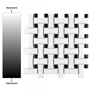 Metro Dog Bone Basket Weave Matte White/Gl Black Dot 10" x 10" Porcelain Mosaic Tile - Sold Per Case of 10 - 7.1 Sq. Ft.