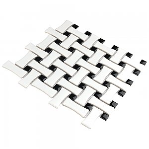 Metro Dog Bone Basket Weave Matte White/Gl Black Dot 10" x 10" Porcelain Mosaic Tile - Sold Per Case of 10 - 7.1 Sq. Ft.