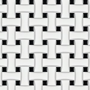 Metro Dog Bone Basket Weave Matte White/Gl Black Dot 10" x 10" Porcelain Mosaic Tile - Sold Per Case of 10 - 7.1 Sq. Ft.